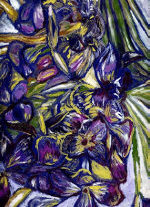 GIACINTO PLESCIA Iris dipinto ad olio porzione omaggio a Van Gogh