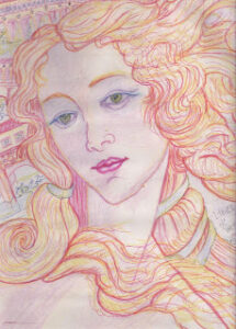 Giacinto Plescia Nascita di Venere di Botticelli pastelli e matita